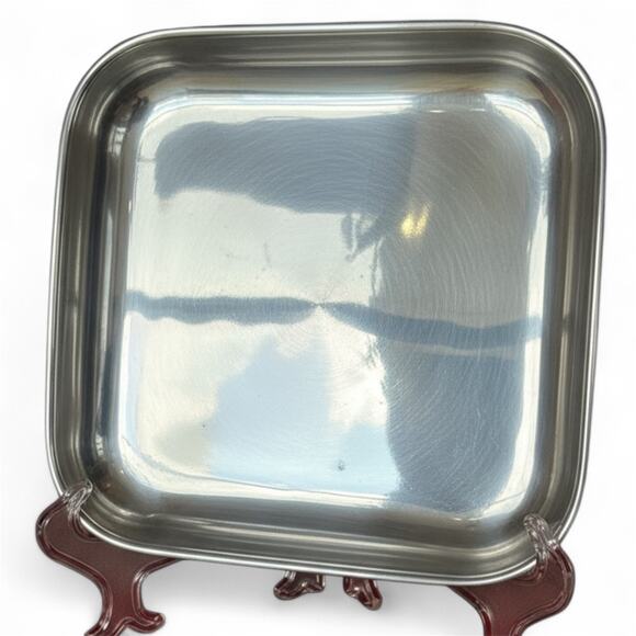 Vintage Nambe 555 Alloy 11 Inch Square Silver Metal Tray Mid Century Modern - Picture 1 of 5